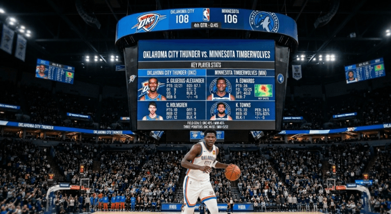 oklahoma city thunder vs minnesota timberwolves match player stats