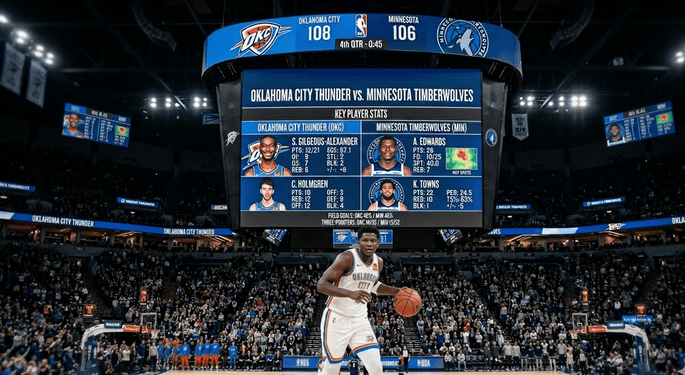 oklahoma city thunder vs minnesota timberwolves match player stats