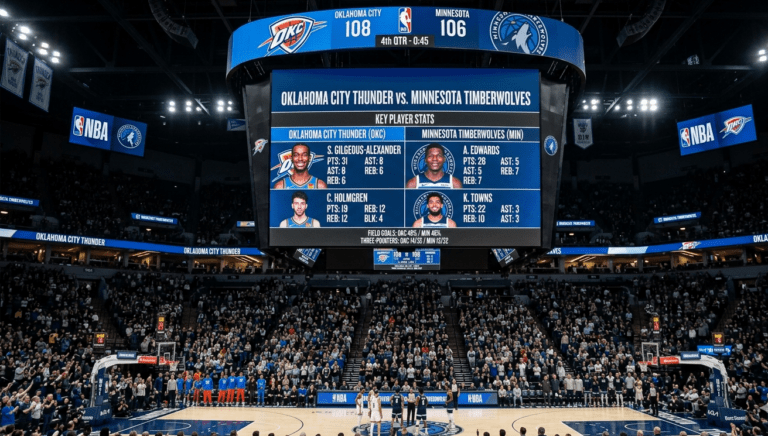 timberwolves vs oklahoma city thunder match player stats