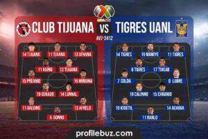 Club Tijuana vs Tigres UANL Lineups