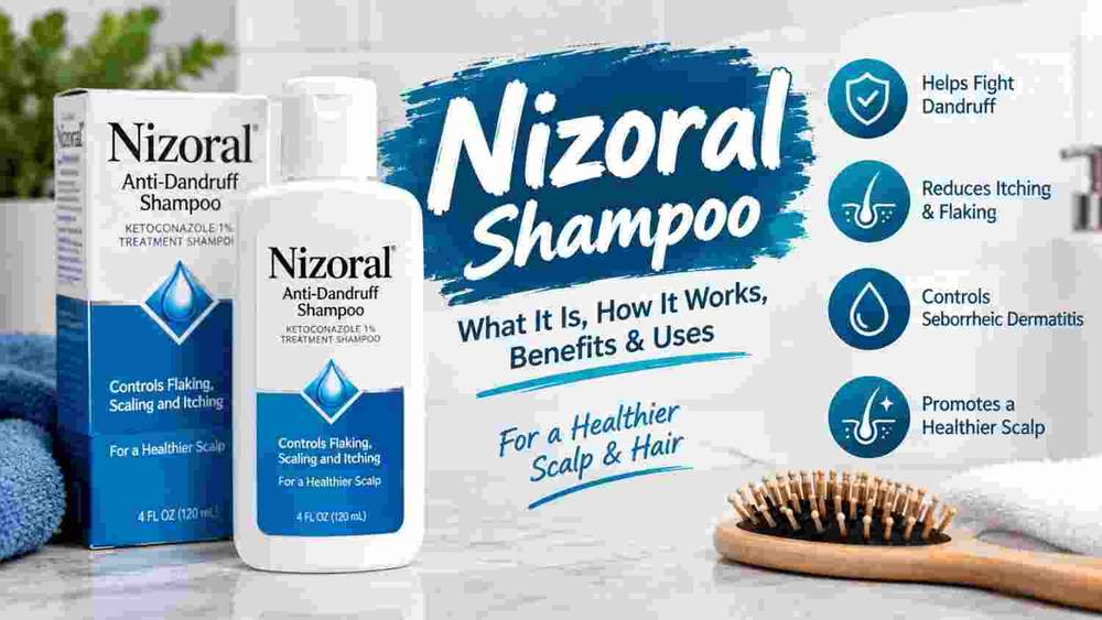 Nizoral shampoo for dandruff, itching, flaking, and scalp care